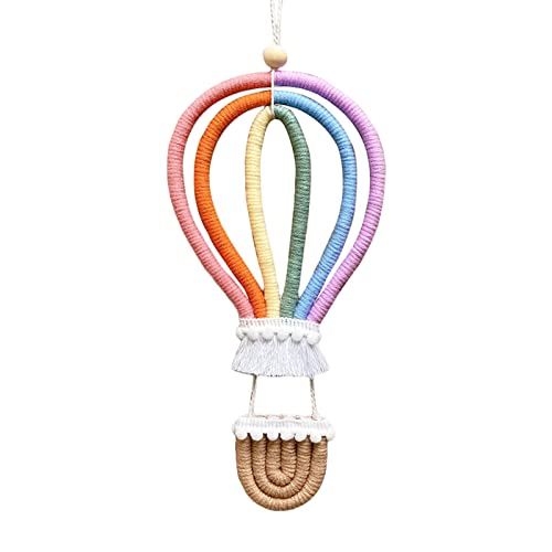 EXQUILEG Wandteppich Boho, Makramee Wandbehang gewebter Wandteppich,Kinderzimmer Dekoration Hänge gewebte Heißluftballon Regenbogen Wanddekoration (Klein) von EXQUILEG