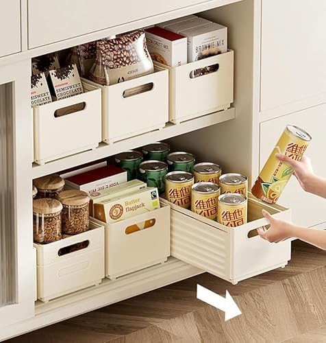 Teleskopschublade, Schrankauszug küche aus Kunststoff, Slide Out Drawer Cabinet Organizer Küche,küchenschrank auszug, Küchenschublade , Ausziehbare Ausziehbare Schublade (einfarbig weiß,1 Stück 20CM) von EXQUILEG