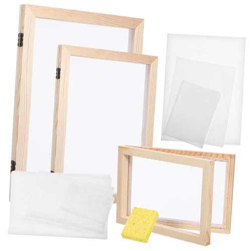 EXQUIMEUBLE 1 Satz Papierherstellungsset mit Holzrahmen Absorbierenden Papierbögen Netzstoffen zu Verwenden für DIY Projekte und Kreative Bastelarbeiten von EXQUIMEUBLE