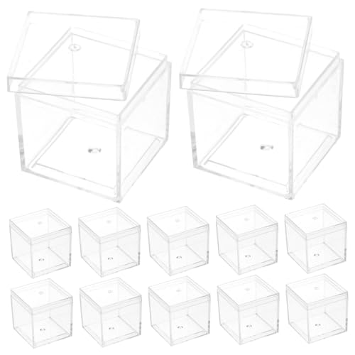 EXQUIMEUBLE 12 Stück Teiliges Aufbewahrungsbox aus lebensmittelechtem Kunststoff Transparent Quadratische Mineralien Kleinteilebox Stapelbar Einfach zu Reinigen für Sammler und Bastler von EXQUIMEUBLE