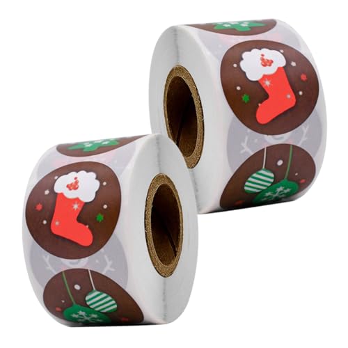 EXQUIMEUBLE 2 Rollen Weihnachtsaufkleber Selbstklebende Etiketten mit Niedlichen Cartoon Motiven für Umschläge und Diy Handarbeiten Vielseitig Einsetzbar von EXQUIMEUBLE