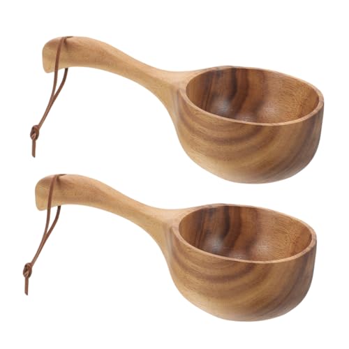 EXQUIMEUBLE Packung Mit Badeschaufel Aus Holz Mit Langem Griff Einfache Wasserkelle Zum Duschen Baden Multifunktionales Bewässerungswerkzeug Für Den Hausgebrauch von EXQUIMEUBLE