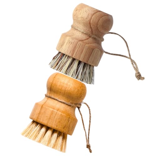 EXQUIMEUBLE 2 Stück Handliche Spülbürste Kurzstieligem Design aus Robustem Sisal und Kokosfasern Kraftvolle Küchenreinigung für Töpfe Pfannen und Geschirr Rutschfester Griff Langlebig und von EXQUIMEUBLE