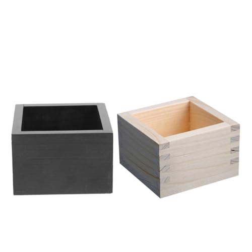 EXQUIMEUBLE 2 Stück Japanische Sake Holzbox Quadratisch mit Stabilem Aufbewahrungsbehälter Vielseitige Holzbox für Sake Tasse Schmuck und Kleine Gegenstände für Zuhause und Reisen von EXQUIMEUBLE