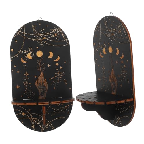 EXQUIMEUBLE 2 Stück Kristallständer Rock-Display Kristall-Display-Ständer-Regal Kristallkugelständer Mond Tablett Kristallhalter Kristall-Displayständer Wandregal aus Kristall Holz von EXQUIMEUBLE