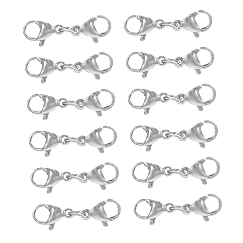 EXQUIMEUBLE 25 Stück Teiliges Edelstahl Verlängerungsketten Doppelseitigem Lobster verschluss Robustes Schmuckzubehör für Halsketten und Armbänder Einfach zu Befestigen Ersetzen von EXQUIMEUBLE