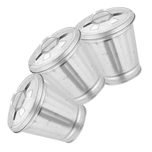 EXQUIMEUBLE 3 Stück Mini Metall Mülleimer mit Deckel Kleiner Multifunktionaler Tischabfalleimer als Papierkorb und Blumentopf Robuster Eisenbehälter für Büro Küche und Zuhause Dekorativ und von EXQUIMEUBLE