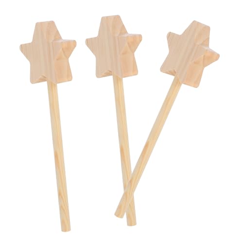 EXQUIMEUBLE 3 Stück Teiliges Holz fee zauberstab zum Basteln Unbemalt Leichter DIY Holzstab mit Sternenmotiv für Bühnenauftritte Kreative Mädchen Party dekoration und Fantasievolles von EXQUIMEUBLE