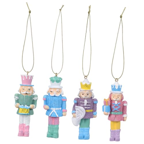 EXQUIMEUBLE 4 Stück Nutcracker Figuren Weihnachtsdekoration aus Robustem Resin Süße Nutcracker Soldaten für Weihnachtsbaum und Festtagsdeko Große Ornamente für Vielseitige Verwendung von EXQUIMEUBLE