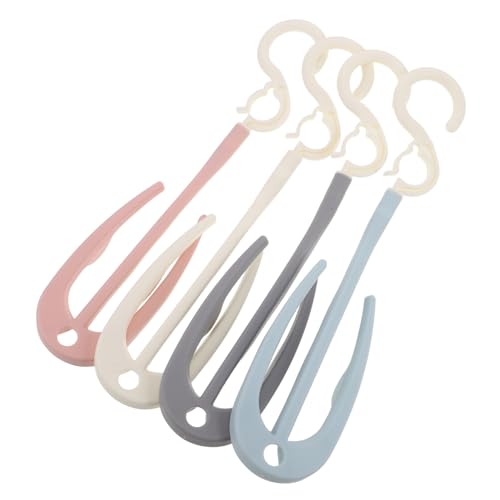 EXQUIMEUBLE 4 Stück Teiliges Multifunktionales Kunststoff Trockengestell mit Haken Tragbarer Platzsparender Organizer für Hausschuhe und Schuhe und Hellrosa von EXQUIMEUBLE