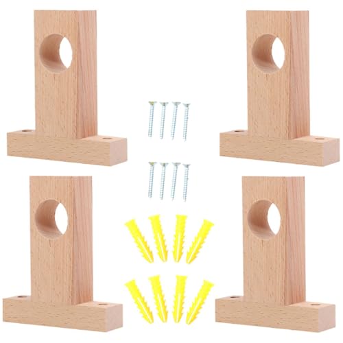 EXQUIMEUBLE 4Stücke Holz Gardinenstangen Halterungen Stabile Vorhangstangen Brackets Einfache Montage Geeignet für Schlafzimmer Wohnzimmer Küche und Büro von EXQUIMEUBLE