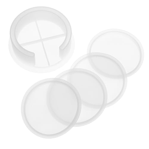 EXQUIMEUBLE 5 Stück Teiliges Silikon formen für Epoxidharz Untersetzer und Rundes Serviertablett Flexible Wiederverwendbare DIY Formen für Kreative Heimdekoration und Familienbasteln von EXQUIMEUBLE