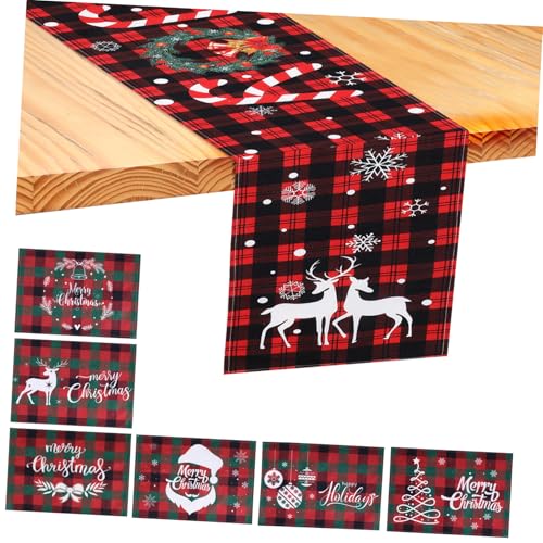 EXQUIMEUBLE 7 Stück Tischläufer Für Die Feiertage Lange Tischmatten Tischsets Tischläufer Weihnachtsdekorationen Weihnachtsläufer Für Den EXQUIMEUBLE 7 Stück Tischläufer Für Die Feiertage Lange Tischmatten Tischsets Tischläufer Weihnachtsdekorationen Weihnachtsläufer Für Den von EXQUIMEUBLE