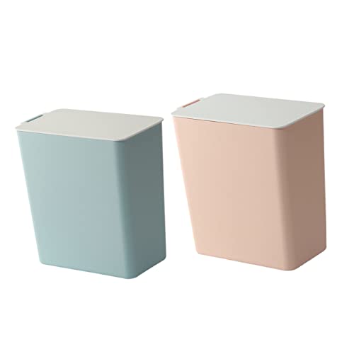 EXQUIMEUBLE Desktop Plastikmülleimer mit Deckel Mini Abfallbehälter für Schreibtisch Stilvolles Design für Büro Kinderzimmer und Schlafzimmer von EXQUIMEUBLE
