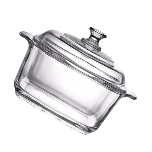 EXQUIMEUBLE Dickwandige Glas-suppenschüssel mit Griffen und Deckel Mikrowellengeeignet Hitzebeständig Vielseitig für Obst Salat Kühlschrank und Haushalt Leicht zu Reinigen von EXQUIMEUBLE