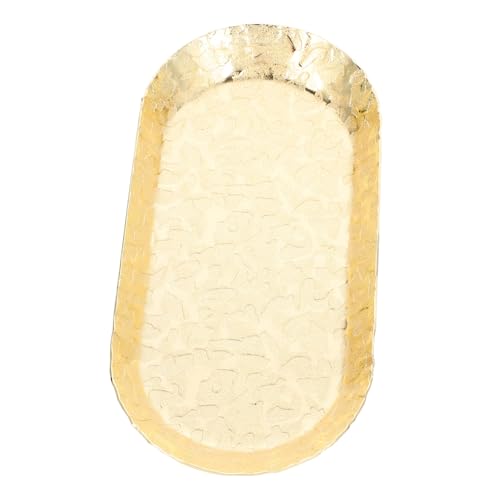 EXQUIMEUBLE Edelstahl Serviertablett mit Hammerschlag oberfläche Multifunktionales Schmuck Snack tablett in Gold Leicht Glatt und Stilvoll für Küche Bad und Desktop Dekoration von EXQUIMEUBLE