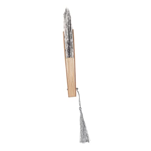 EXQUIMEUBLE Faltfächer Klappbarer Stofffächer im japanischen Stil faltbarer Handventilator -Handheld Handheld faltbarer Lüfter Faltlüfter Handheld -Lüfter falten Retro -Fan Holz Grau von EXQUIMEUBLE