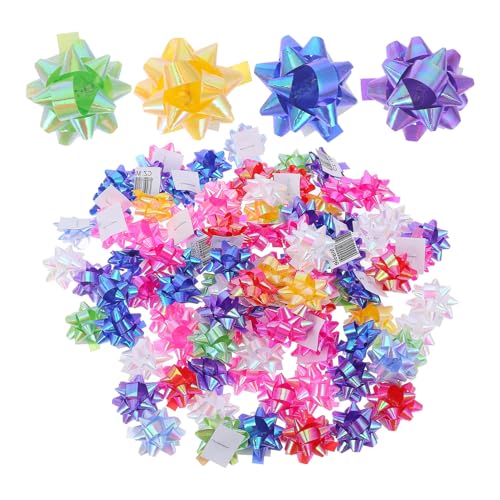 EXQUIMEUBLE Geschenkverpackung Schleifen Kunststoff Deko Schleifen Sternform Festliche Geschenkband Verzierung für Weihnachten Geburtstag und Feiertage von EXQUIMEUBLE
