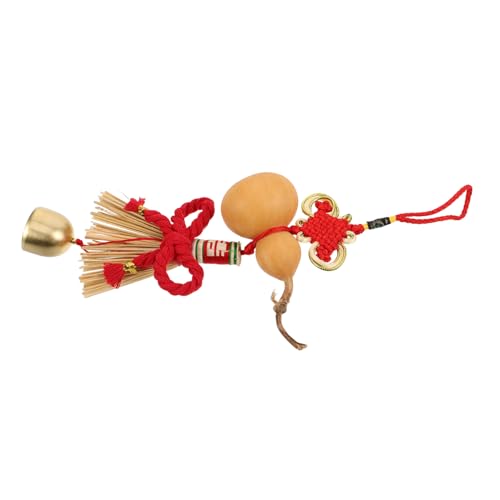 EXQUIMEUBLE Hängendes Glücksornament aus Kürbis mit Glocke für Zuhause und Auto Chinesisches Dekorationspendant mit Knoten für Vielseitige Anwendungen von EXQUIMEUBLE