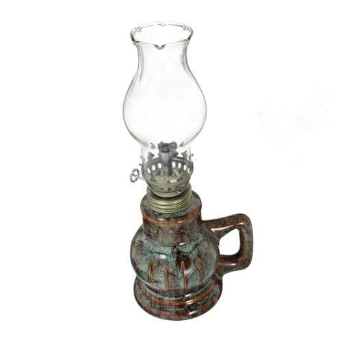 EXQUIMEUBLE Vintage Keramik Petroleumlampe Retro Öllampe Für Innenräume Dekorative Notbeleuchtung Antike Haushaltslampe Aus Keramik Für Notfälle Und Stilvolle Wohnkultur von EXQUIMEUBLE
