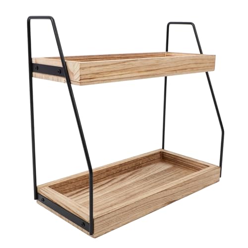 EXQUIMEUBLE Kaffeestation Organizer Holz 2-Stöckiges Küchenregal Platzsparend für Gewürze und Kaffeetassen Praktischer Arbeitsplatten Organizer und Vielseitig von EXQUIMEUBLE