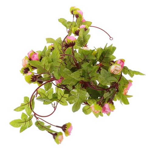 EXQUIMEUBLE Künstliche Rosen Rattan Kunstblumen Sommerblumengirlande Wandranken Kunstrosen Blumengirlande Blumenwandblumen Für Die Hintergrunddekoration Künstliche Rosenranken Rosa von EXQUIMEUBLE