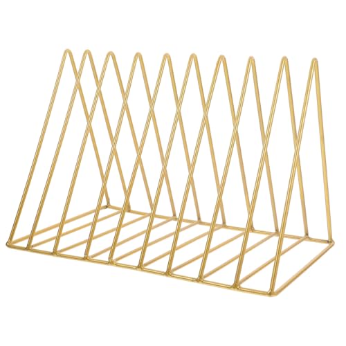 EXQUIMEUBLE Metallischer Bücherhalter Dreieckiger Buchständer für Schreibtisch Eleganter Organizer für Bücher und Magazine Robustes für Büro und Zuhause von EXQUIMEUBLE
