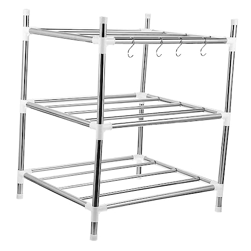 EXQUIMEUBLE Multifunktionales Küchenlagerregal Aus Edelstahl Dreischichtig Platzsparend Silber Für Töpfe Und Pfannen Küchenorganisation EXQUIMEUBLE Multifunktionales Küchenlagerregal Aus Edelstahl Dreischichtig Platzsparend Silber Für Töpfe Und Pfannen Küchenorganisation von EXQUIMEUBLE