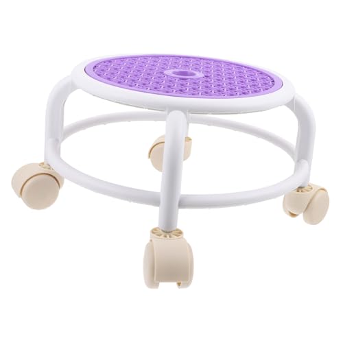 EXQUIMEUBLE Runder Rollhocker mit Niedriger Drehbarer für Schlafzimmer Wohnzimmer Badezimmer Ergonomisch und Platzsparend Sicher von EXQUIMEUBLE