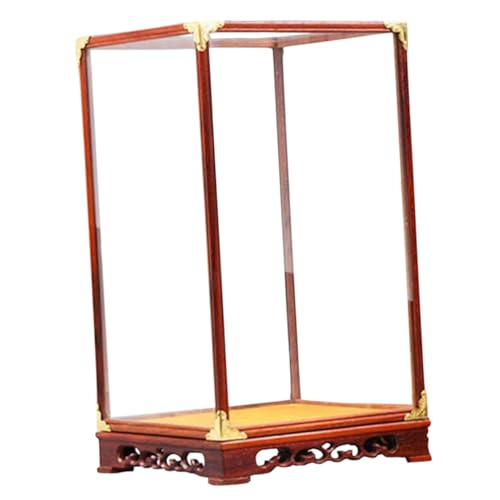 EXQUIMEUBLE Transparente Vitrine für Buddha Figur Holzrahmen Staubdichte Aufbewahrungsbox Multifunktionale Glas displaybox für Sammlerstücke und Kunsthandwerk von EXQUIMEUBLE