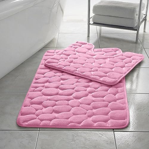 EXQUIZIT HOME Badematte, Memory-Schaum, Kieselstein, schnell trocknend, rutschfest, ultra-saugfähig, Badezimmerteppich, WC-Vorleger, WC-Vorleger, 2 Stück, Farbe: Blush Pink EXQUIZIT HOME Badematte, Memory-Schaum, Kieselstein, schnell trocknend, rutschfest, ultra-saugfähig, Badezimmerteppich, WC-Vorleger, WC-Vorleger, 2 Stück, Farbe: Blush Pink von EXQUIZIT HOME