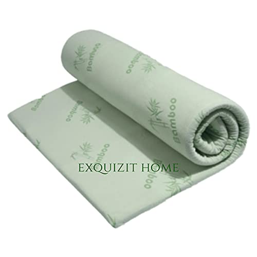 EXQUIZIT HOME Matratzenauflage aus Bambus, Memory-Schaum, abnehmbarer Reißverschluss, antibakteriell, hypoallergen, 90 x 190 cm + 2 cm von EXQUIZIT HOME