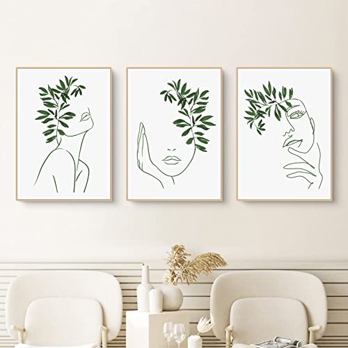 EXQULEG 3 Poster Set Grün Natur Pflanzen,Wanddeko Wohnzimmer & Schlafzimmer, Badezimmer Wandbilder ohne Bilderrahmen (A,40x50cm) von EXQULEG