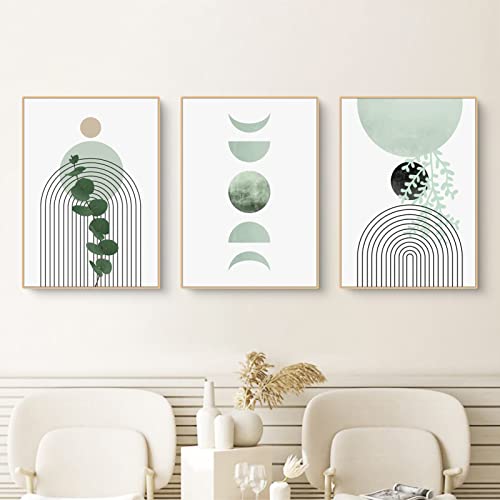 EXQULEG 3 Poster Set Grün Natur Pflanzen,Wanddeko Wohnzimmer & Schlafzimmer, Badezimmer Wandbilder ohne Bilderrahmen (B,30x40cm) von EXQULEG