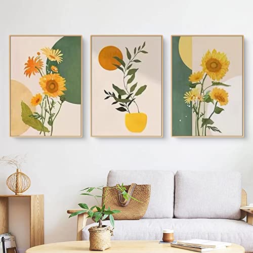 EXQULEG 3 Poster Set Natur Leuchtend Bunte Blumen,Wanddeko Wohnzimmer & Schlafzimmer, Badezimmer Wandbilder ohne Bilderrahmen (21x30cm) von EXQULEG