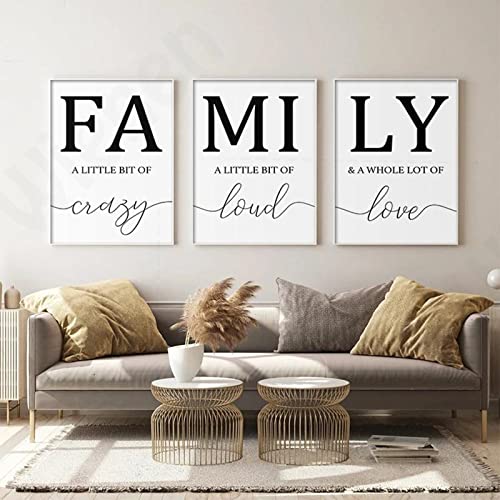 EXQULEG 3-teiliges Premium Poster-Set,Schwarz und Weiß Wandposter Posterset,Ohne Rahmen,Wand Deko Bild,Wandschmuck für Schlafzimmer und Wohnzimmer (Family,30x40cm) von EXQULEG