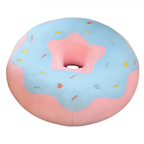 EXQULEG 3D Donut Kissen PlüschKissen, Dekokissen Sitzkissen Rundes Donutkissen Zierkissen für Bürostuhl, Autositz (Blau-rosa,58cm) von EXQULEG