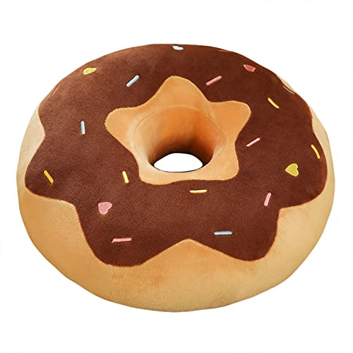 EXQULEG 3D Donut Kissen PlüschKissen, Dekokissen Sitzkissen Rundes Donutkissen Zierkissen für Bürostuhl, Autositz (Braun-gelb,38cm) von EXQULEG