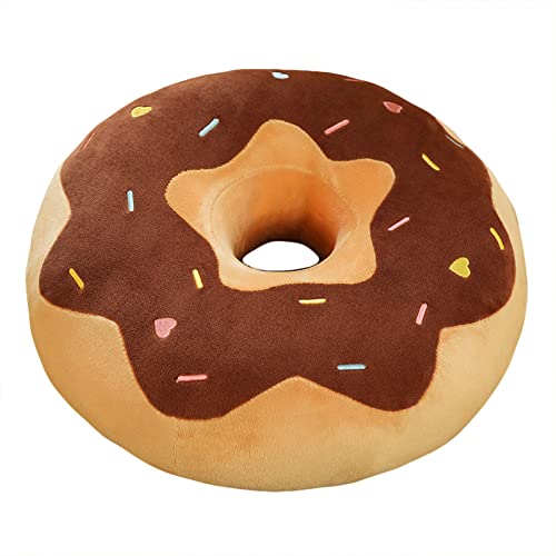 EXQULEG 3D Donut Kissen PlüschKissen, Dekokissen Sitzkissen Rundes Donutkissen Zierkissen für Bürostuhl, Autositz (Braun-gelb,58cm) von EXQULEG