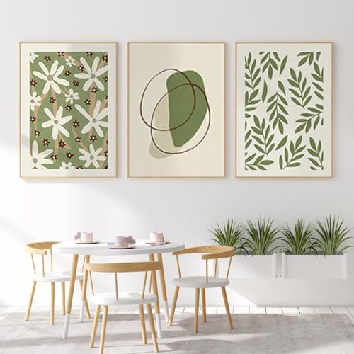 EXQULEG 3er Poster Set, Grün Wenig frisch Wandkunst Leinwandbilder Wandbilder Ohne Rahmen Wandposter Moderne Bilder Wohnzimmer Schlafzimmer (Stil A,13x18cm) von EXQULEG