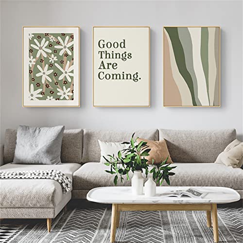 EXQULEG 3er Poster Set, Grün Wenig frisch Wandkunst Leinwandbilder Wandbilder Ohne Rahmen Wandposter Moderne Bilder Wohnzimmer Schlafzimmer (Stil C,40x50cm) von EXQULEG