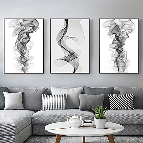 EXQULEG 3er Set Premium Design-Poster Set Schwarz Weiß Linien Leinwand, Abstrakte Linien Wandbild Print Bilder Kunstposter für Wohnzimmer Deko Ohne Rahmen (21x30cm) von EXQULEG