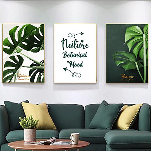 EXQULEG 3er Set Wandbilder Ohne Rahmen, Premium Poster Set, Modern Bilder mit Sprüche Grüne Blätter, Wandposter Posterset Deko für Schlafzimmer Wohnzimmer (21x30cm) von EXQULEG