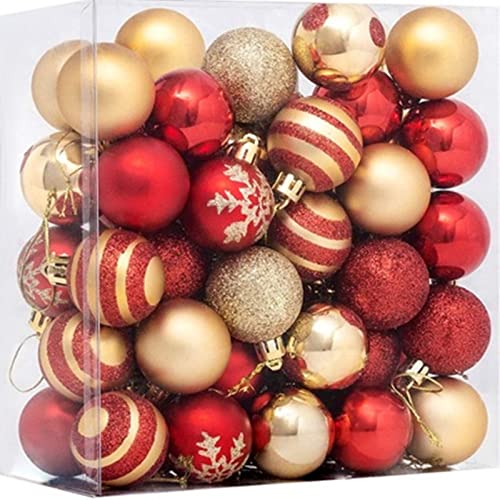 EXQULEG 50/60PCS Weihnachtskugeln Weihnachtsdeko Set Kunststoff Weihnachtsbaumkugeln Box Christbaumkugeln Plastik Bruchsicher, Weihnachtsbaumschmuck (A-50PCS) von EXQULEG