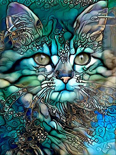 EXQULEG 5D DIY Diamant Painting Tier, Diamond Painting Bilder, DIY Diamant Gemälde, Diamant Malerei Kits für Wall/Eingang/Büro Dekorationen (Katze,30x40cm) von EXQULEG