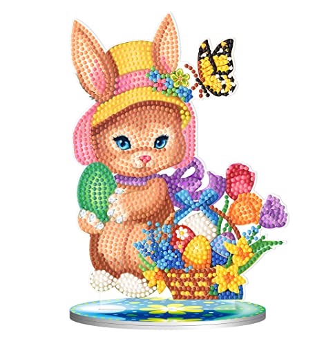 EXQULEG 5D DIY Ostern Hase Diamond Painting Kits, Ostern DIY Diamond Painting Ornamente, Ostern Deko Geschenk Türschmuck Wanddekor für Home (#2) von EXQULEG