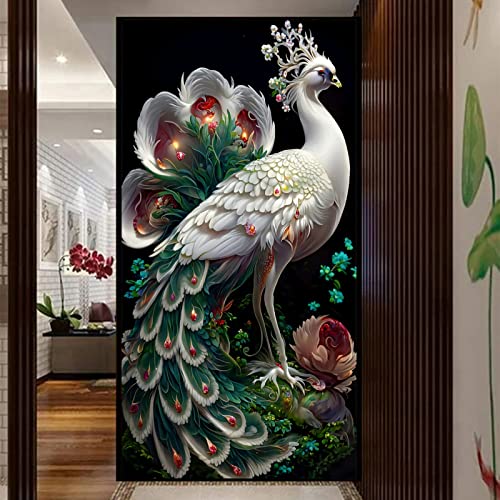 EXQULEG 5D Diamond Painting Bilder,Diamond Painting Set Full Groß Pfau Diamant malerei Kits für Home Wall Décor (C,60x100cm) von EXQULEG