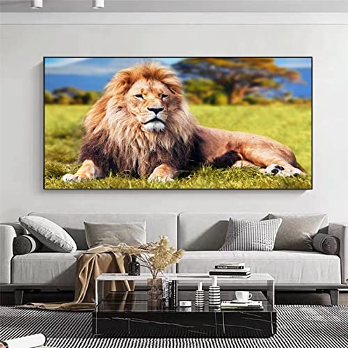 EXQULEG 5D Diamond Painting Bilder Löwe, Tiere Diamant Painting Full Groß DIY Diamant Malerei Kits für Home Wall Decoration Geschenk (120x60cm) von EXQULEG