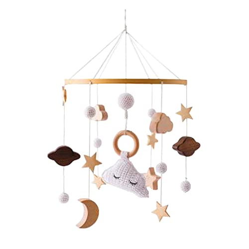 EXQULEG Babybett Mobile Baby Windspiel, Wolken und Kleiner Hase Hängende, Holz Mobile Baby Kinderzimmer Hängende Bettglocke, Geschenk für Baby Mädchen oder Jungen, Rassel Spielzeug (A) von EXQULEG