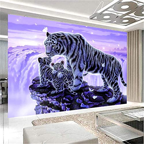 EXQULEG DIY Diamant Painting Kit 5D Full Bohrer Tiger Strass Bilder Handgemachtes Klebebild Stickerei Malerei Digitale Sets Wanddekoration (60x40cm) von EXQULEG